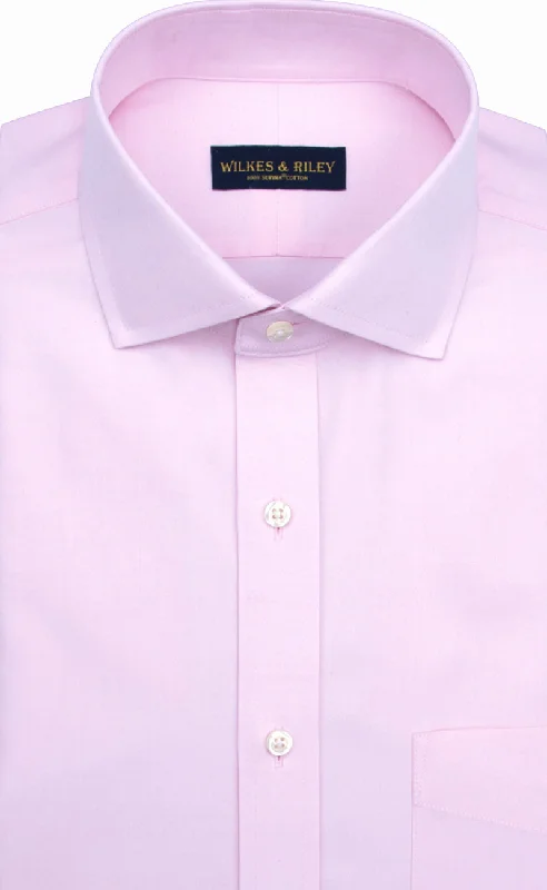 Slim Fit Pink Solid English Spread Collar Supima® Cotton Non-Iron Pinpoint Oxford Dress Shirt